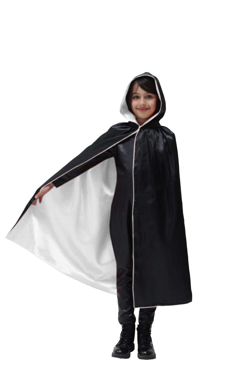 MANTELLO CAPPUCCIO DOUBLE NERO-BIANCO BAMBINO